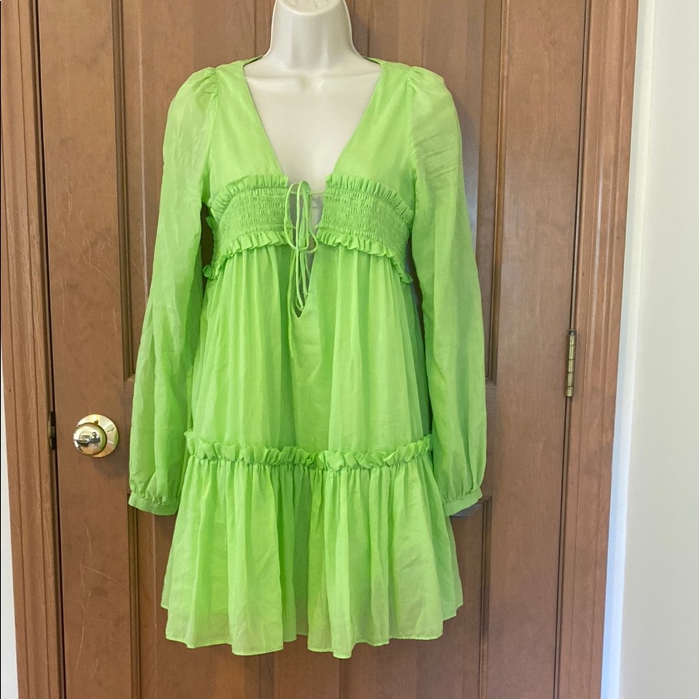 NICHOLAS Lime Green Mini Dress
